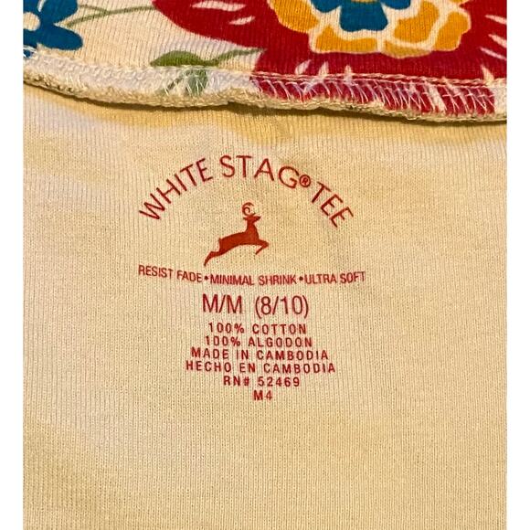 Cream/Red/Multi Floral Pattern V-Neck 100% Cotton Vest/ SleevelessTop (8-10) - Picture 5 of 6